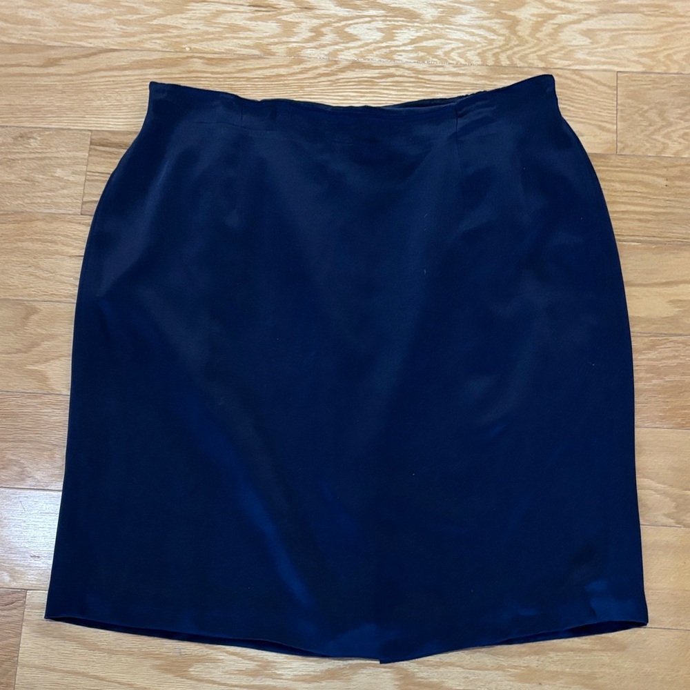 Josephine Chaus Dark Blue silk Pencil Skirt
